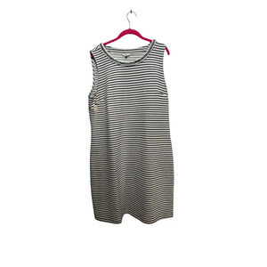 Talbots Black & White Striped Nautical Rope Neckline Sheath Dress Size 16